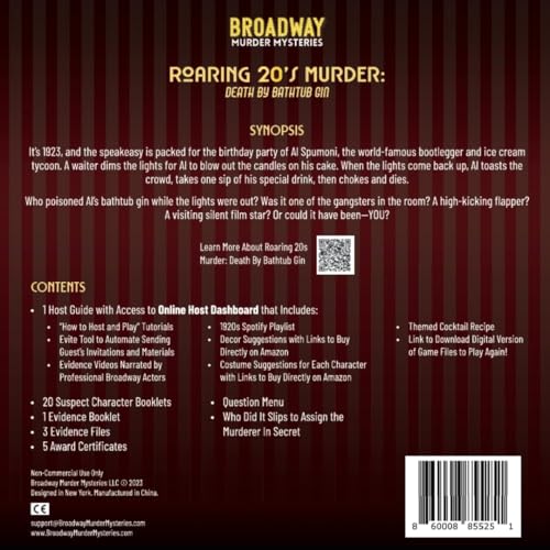 Roaring 20s Murder Mystery Game: Death by Bathtub Gin | Murder Mystery Games | Flexible 4-20+ Players | Physical Game Kit