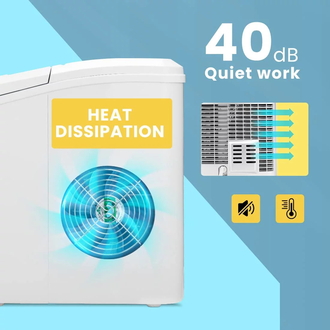 SPECSTAR Countertop Ice Maker,Self-Cleaning Portable Ice Maker Machine,26Lbs/24H with Ice Scoop for Home/Kitchen/Party,White