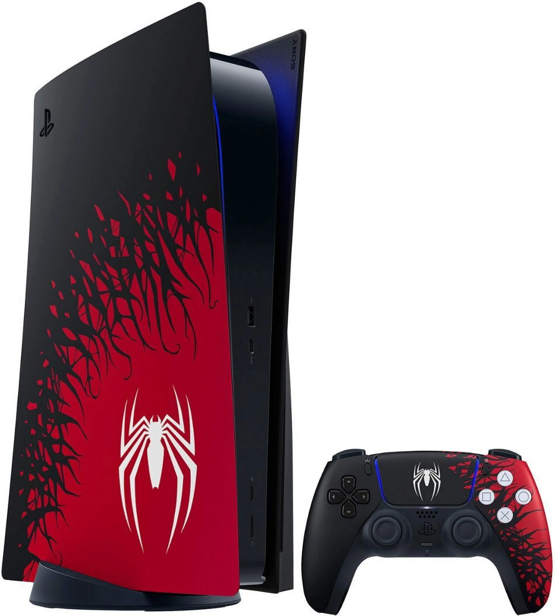 PlayStation 5 Disc Edition Marvel's Spider-Man 2 Limited Bundle with Two Controllers Spider-Man and Midnight Black DualSense and Mytrix Hard Shell Protective Controller Case - PS5 Gaming Console