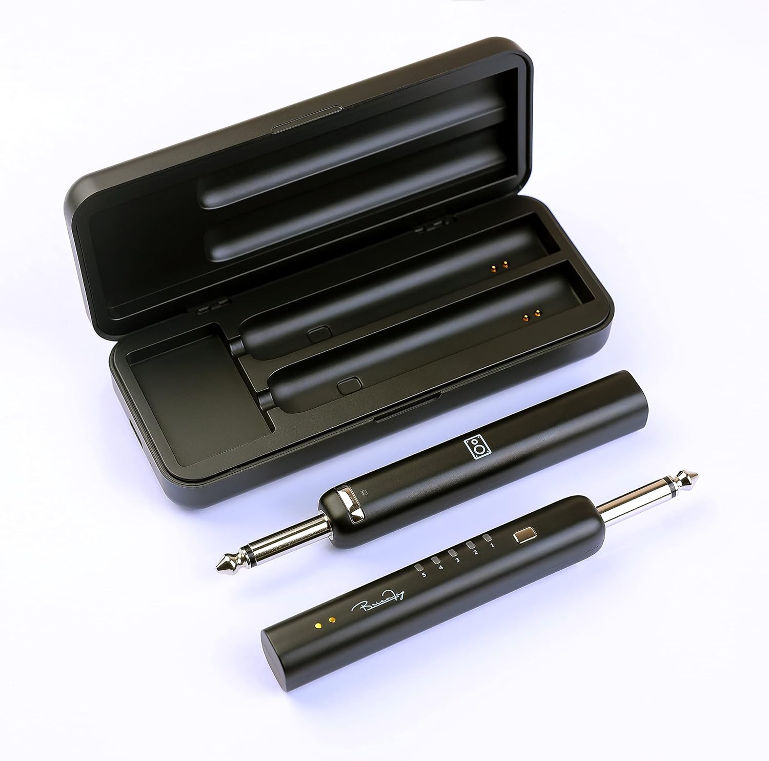 BrianFay Wireless System LITE Rechargeable Can Last for 6 Hours UHF Band Transmitter Receiver for Guitar and Bass Audio Instruments (Black) (Guitar Version)