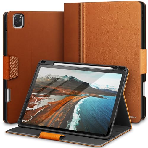KingBlanc Case for iPad Pro 12.9 Case 6th/5th/4th/3rd Generation (2022/2021/2020) with Pencil Holder, PU Leather Smart Stand Cover [Auto Sleep/Wake + Apple Pencil2 Charging + Multiple Angle], Blue