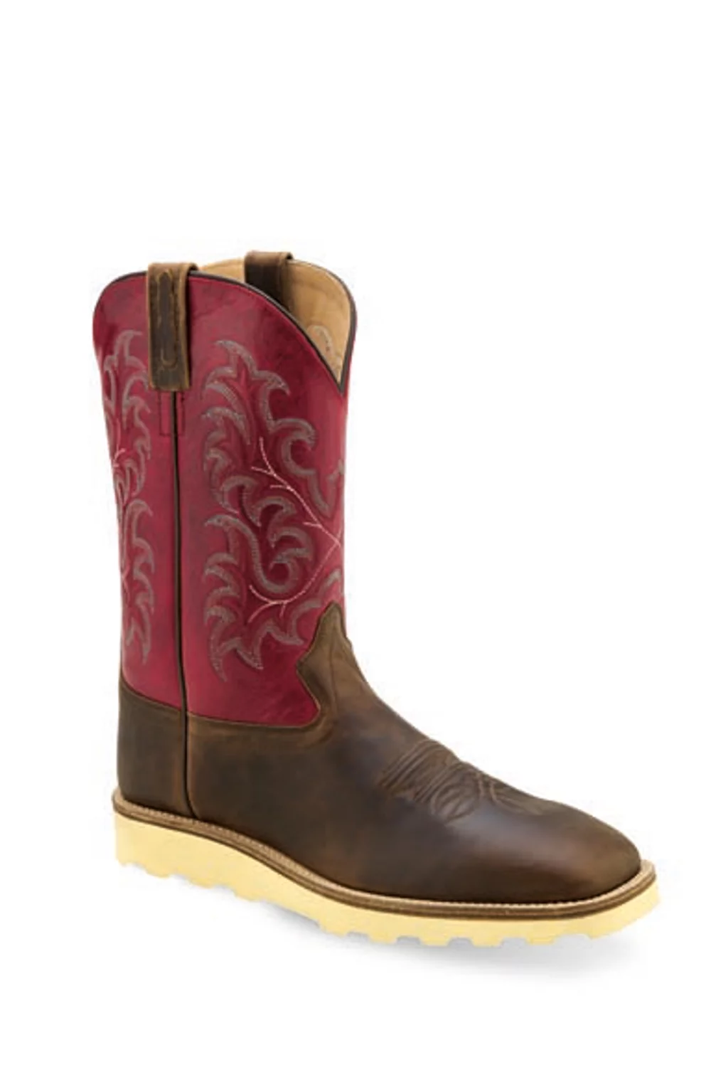 Old West Men's Shaft Western Boot Broad Square Toe Red 8 D(M) US - Curated Treasures Market