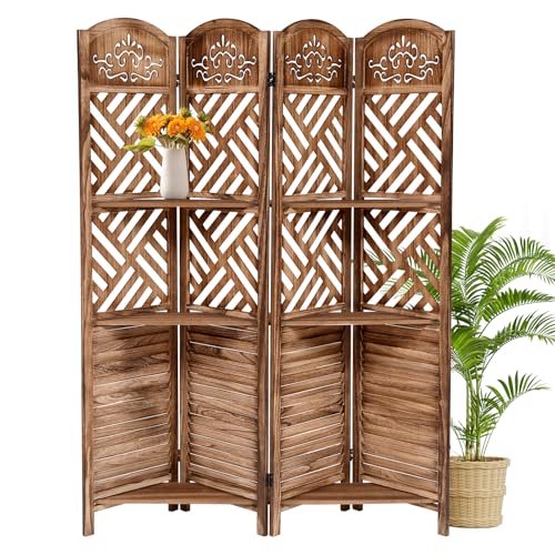 5.6FT Tall Room Divider,Japanese Room Divider 6 Panel Shoji Screen Room Dividers,Folding Wooden Privacy Partition 67 in for Room Separation Home Office Garden(Shoji 6 Panel)