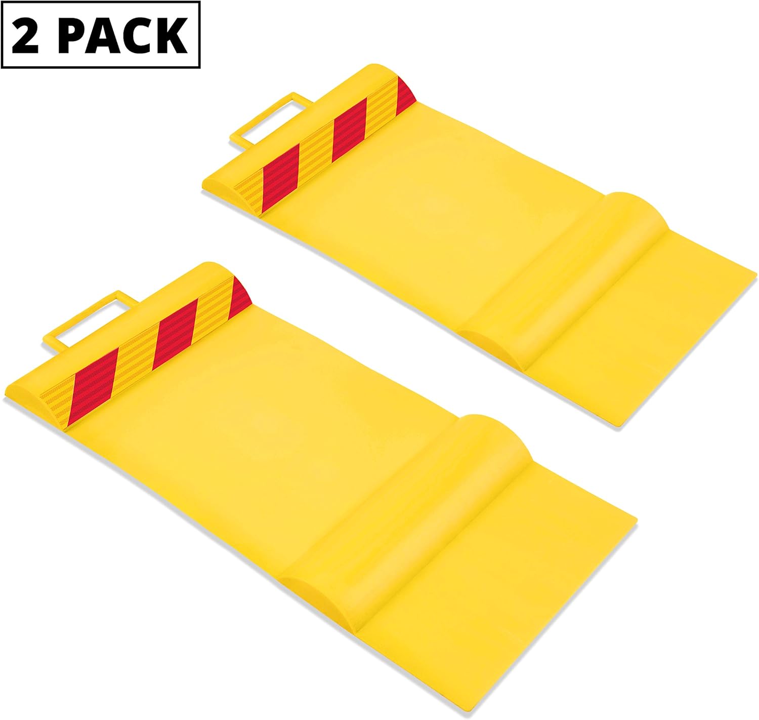 RaxGo Car Parking Mat, Garage Wheel Stopper Parking Aid, Tire Guides for Cars, Trucks & Other Vehicles | Anti-Skid Grips, Easy Install Adhesive, Carry Handles & Reflective Strips | Pack of 2 Mats Pack of 2