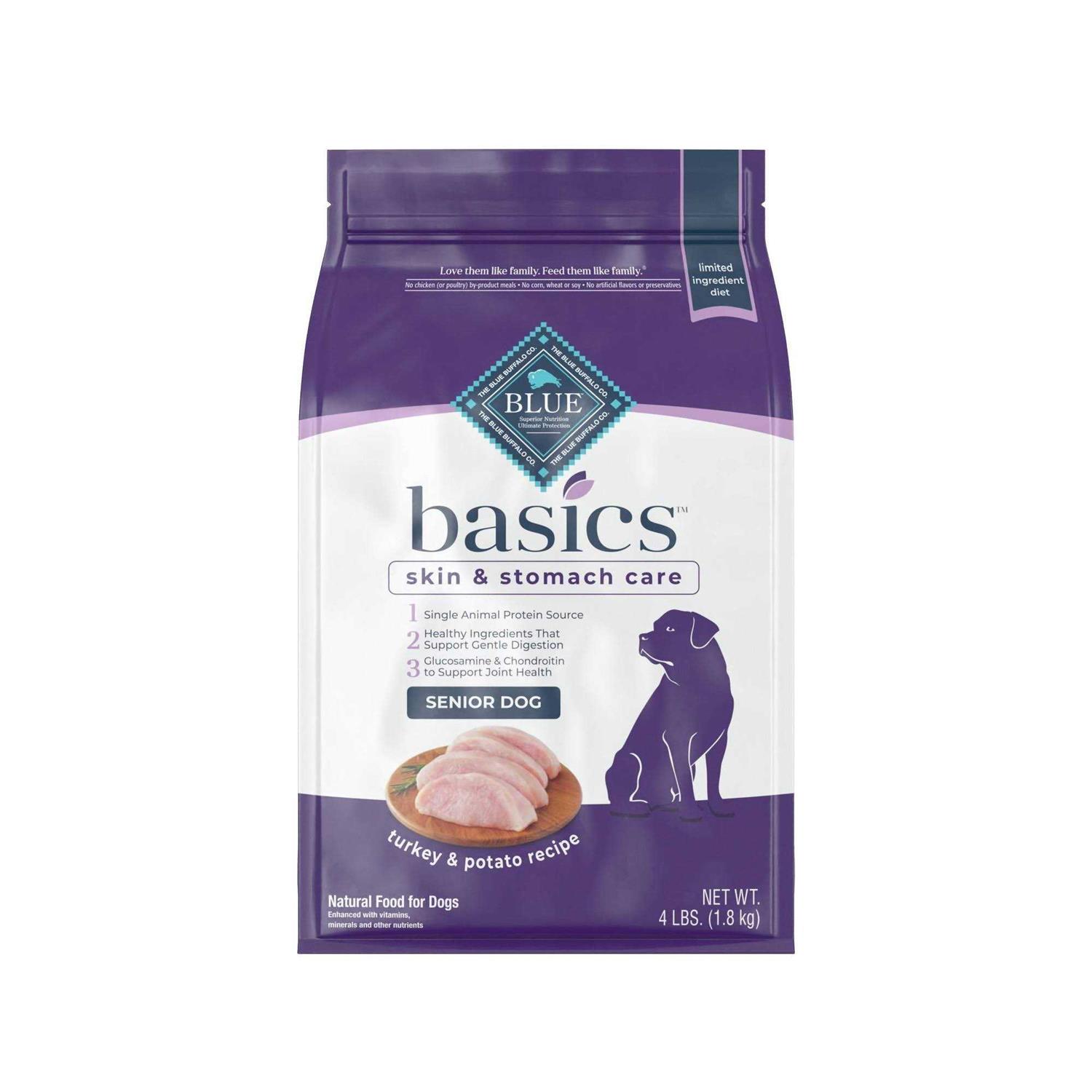 Blue Buffalo Blue Basics Skin & Stomach Care Natural Turkey & Potato Senior Dry Dog Food - Pet Supplies online store