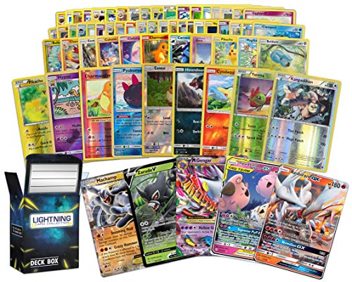 Pokémon 100 Pokemon Card Lot with Legendary Ultra Rare Cards- Bundle with a LCC Deck Box Included