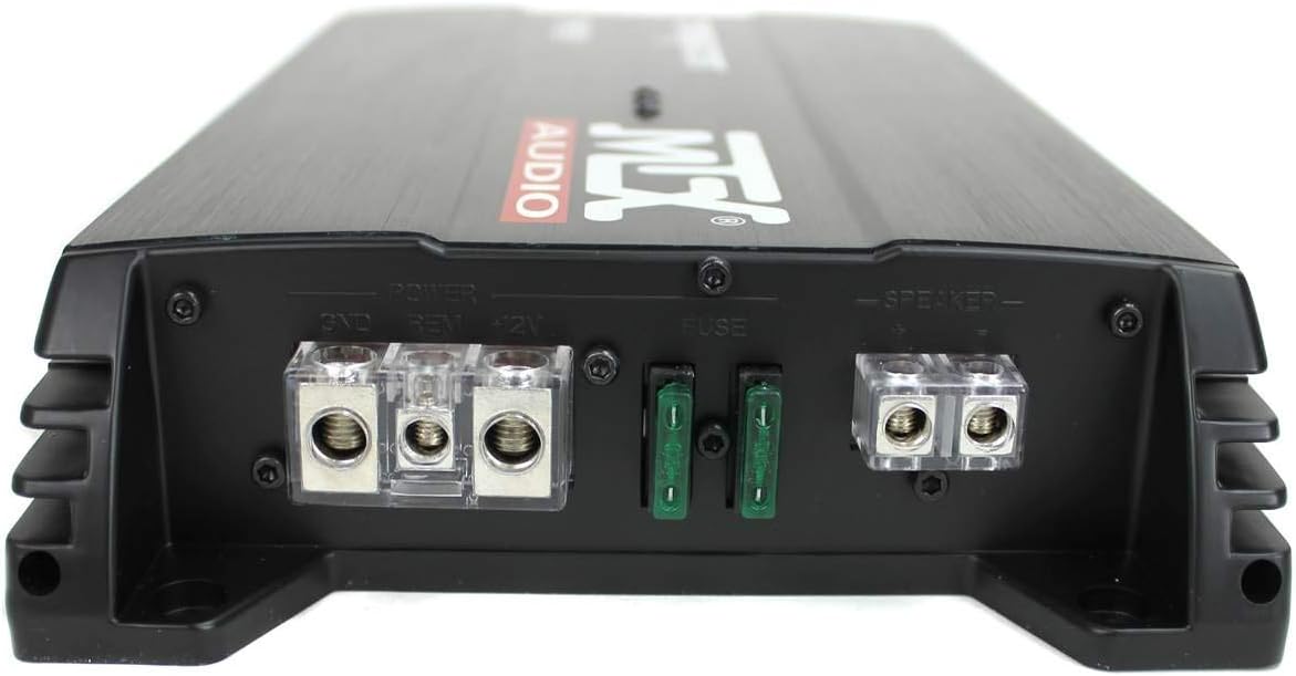 MTX TNP212D2 12 Inch 1200W Dual Loaded Car Subwoofer Audio, Sub Box, and Amplifier with QPower Super Flex 4 Gauge 3000 Watt Amplifier Wiring Amp Kit