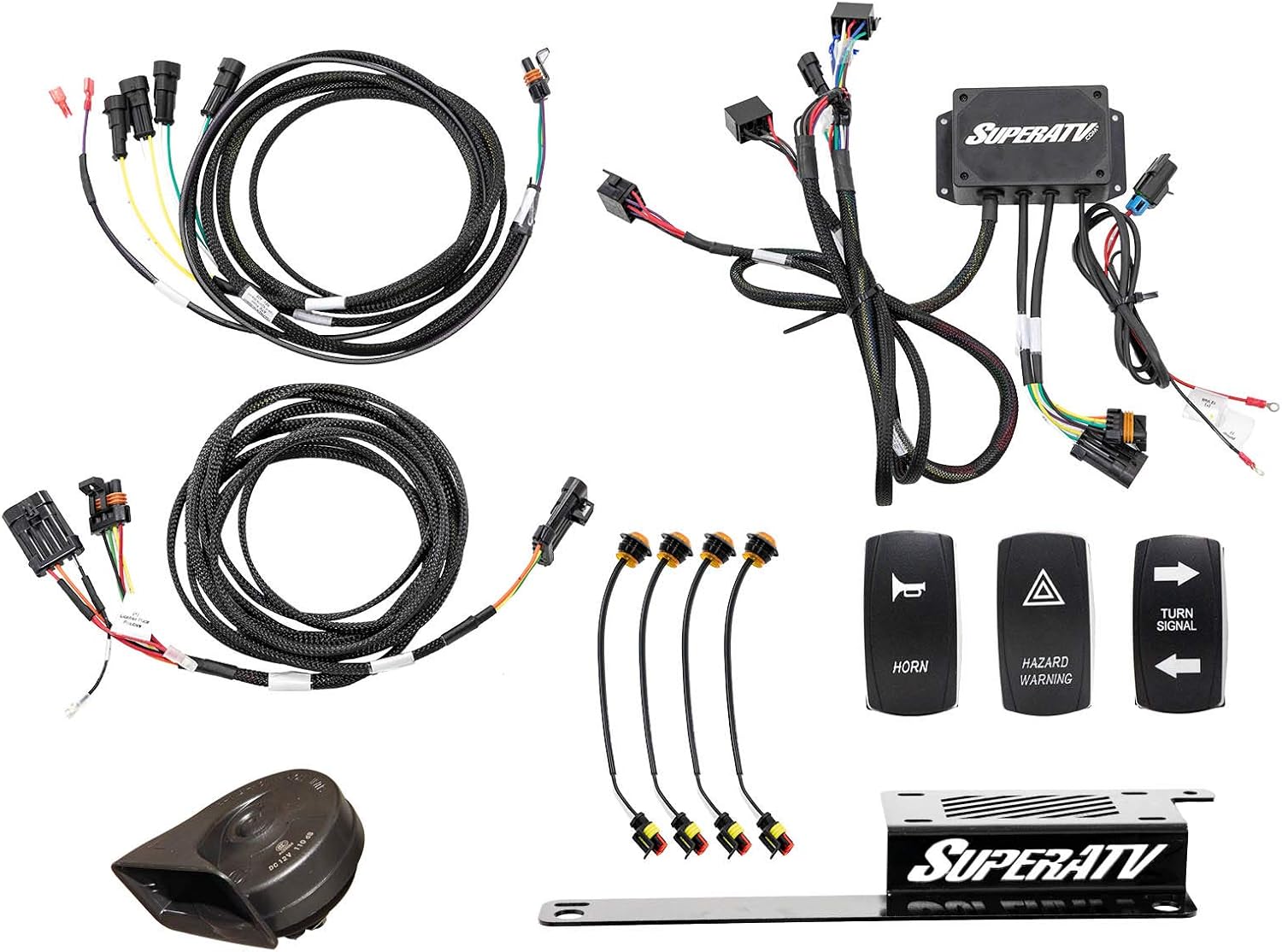 SuperATV Deluxe Turn Signal Kit for Polaris RZR XP 1000 (2015-2018) with Dash-Mounted Turn Signal Rocker Switch - Plug and Play for Easy Installation!