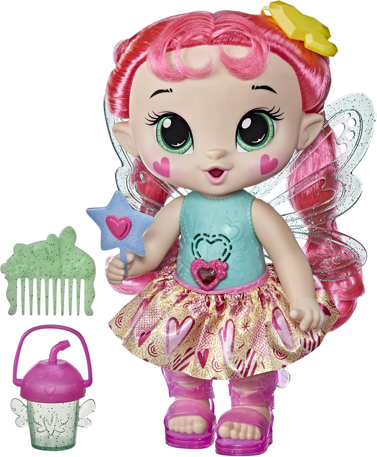 Baby Alive Glo Pixies Doll, Sammie Shimmer, Interactive 10.5-inch Pixie Doll Toy for Kids 3 and Up, 20 Sounds, Glows with Pretend Feeding