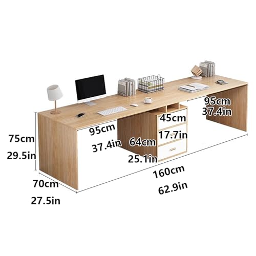 Desk for Two People Double Desk Wood with 3 Storage Drawers, Large 2 Person Computer Workstation, Home Office Desk, Long Desk. Writing Desk(Size:240x60x75cm,Color:Brown)