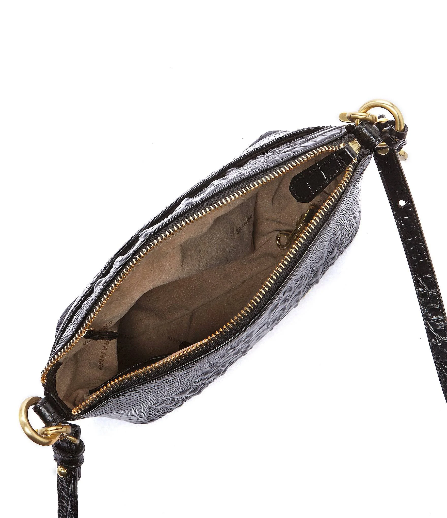 Brahmin Leather Mini Duxbury Crossbody Embossed Pecan Melbourne,brown Nwt