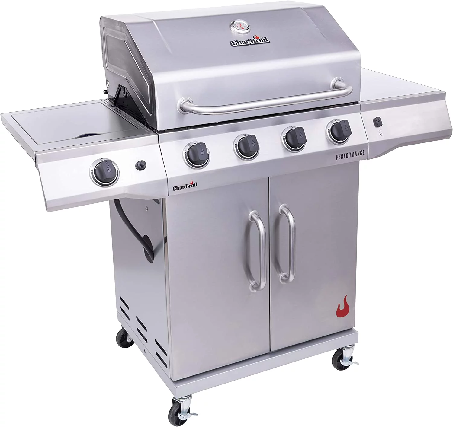 Char-Broil Performance Series Convective 4-Burner with Side Burner Cabinet Propane Gas Stainless Steel Grill - Stainless Steel Performance 4-Burner Side-Burner