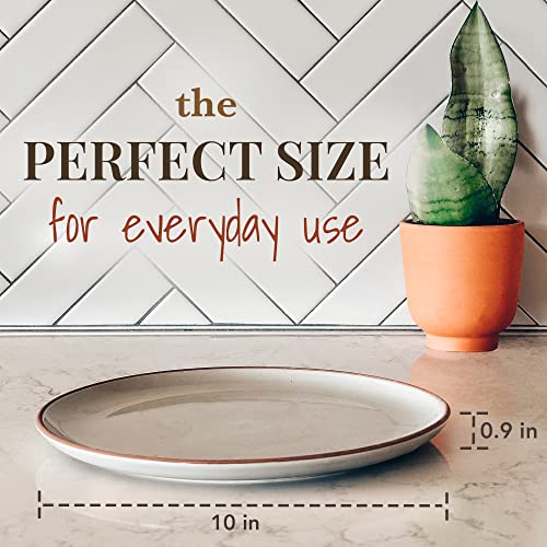 Mora Ceramic Artisan Matte Dinner Plates Set of 6, 10 inch Dish Set - Microwave, Oven, and Dishwasher Safe, Scratch Resistant, Modern Rustic Dinnerware- Kitchen Porcelain Serving Dishes
