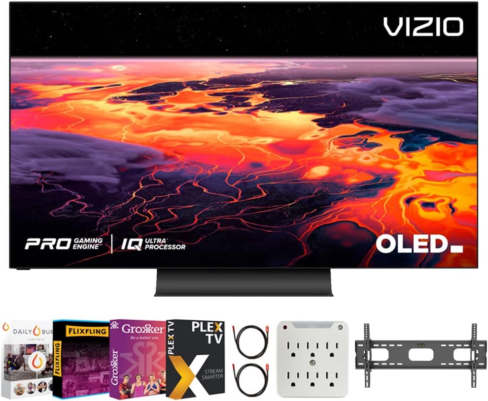 Vizio OLED65-H1 65 Class OLED Premium 4K UHD HDR SmartCast TV Bundle with Premiere Movies Streaming 2020 + 37-100 Inch TV Wall Mount + 6-Outlet Surge Adapter + 2X 6FT 4K HDMI Cable