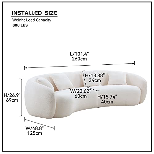 Couch Contemporary Half-Moon Curved Symmetrical Modular Sectional Sofa for Living Room, 6 Toss Pillows Included, 140.94”Lx 41.73”Wx 33.46”H, Ginger