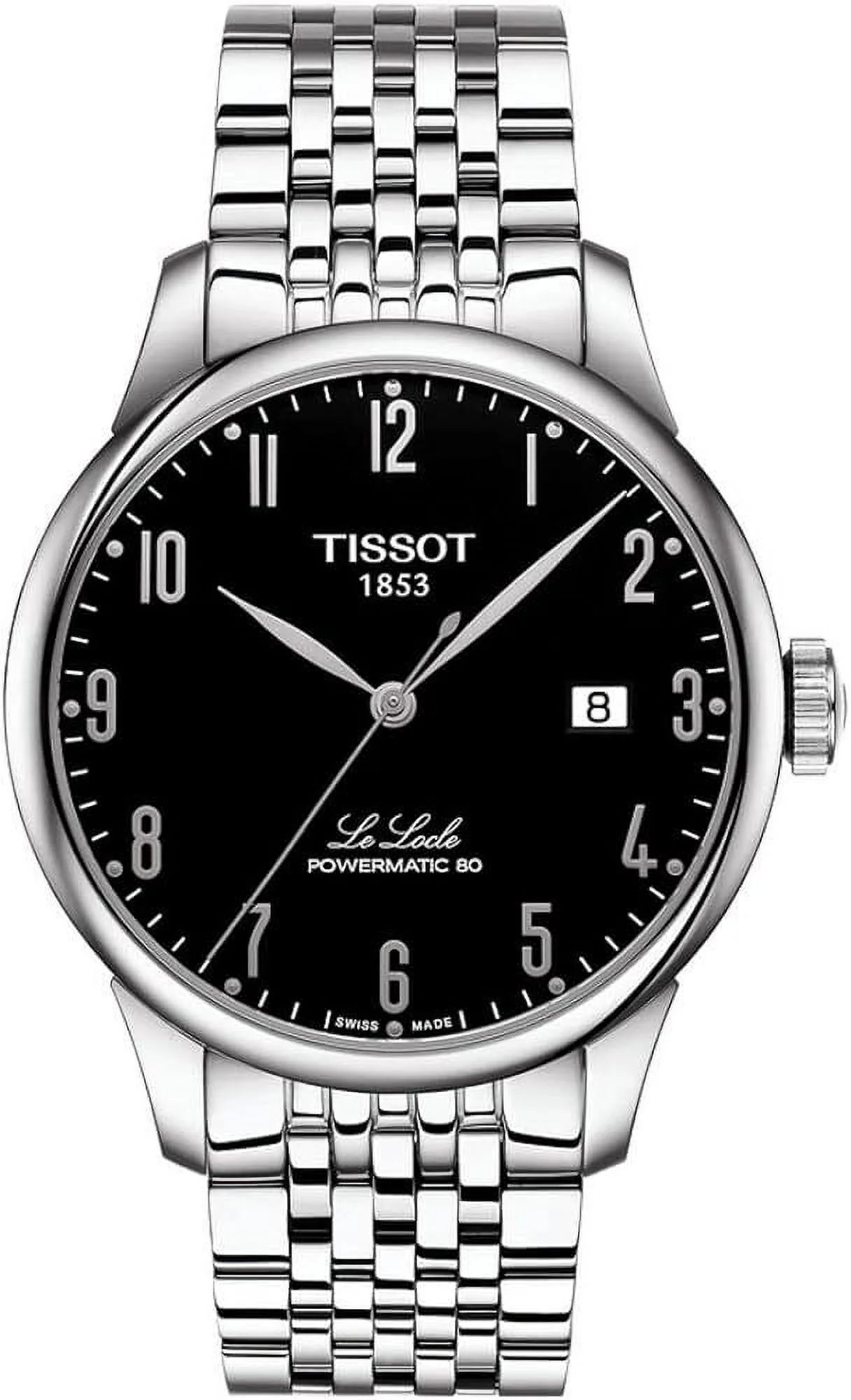 Tissot mens Tissot Le Locle Powermatic 80 316L stainless steel case Automatic Watch, Grey, Stainless steel, 19 (T0064071105200)