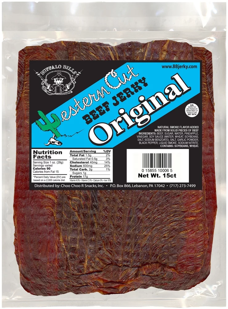Buffalo Bills 18oz Original Western Cut Big Slab Beef Jerky (15 beef jerky slices per bag)