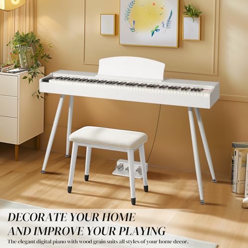 Ktaxon Digital Piano 88-Key Weighted Action Electric Piano with 3-Pedal Unit, Double Bluetooth, Split/Touch/Transpose Control Functions(Black)