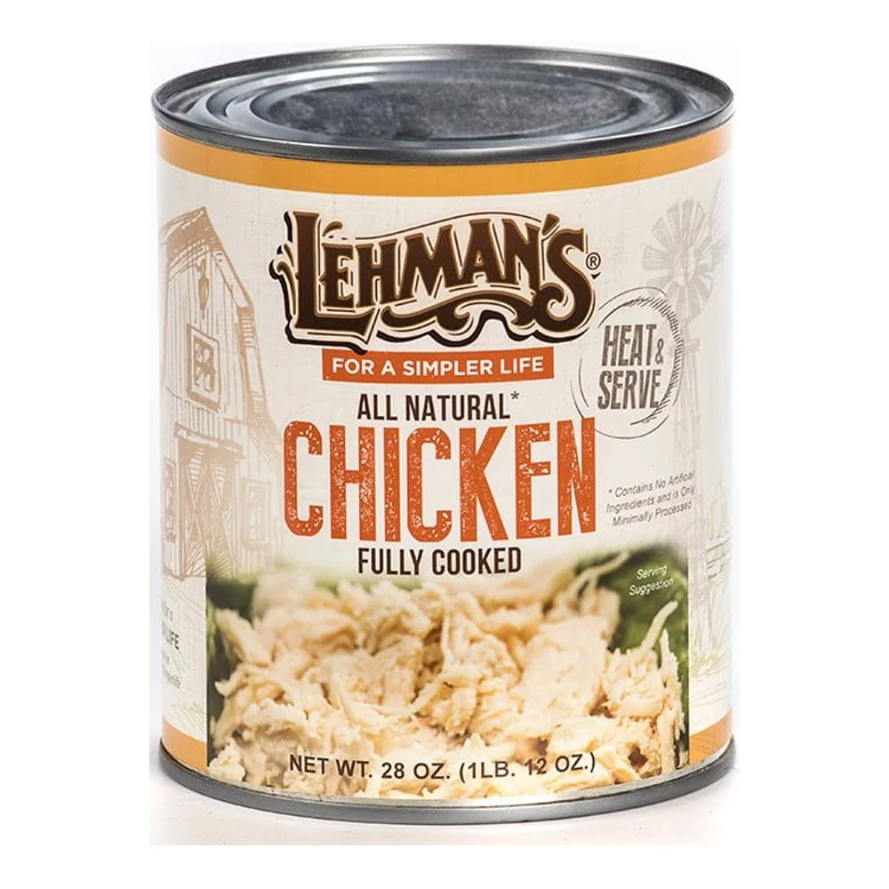 Lehman's All Natural Canned Chicken Meat No Preservatives Long Shelf Life, 28 Oz
