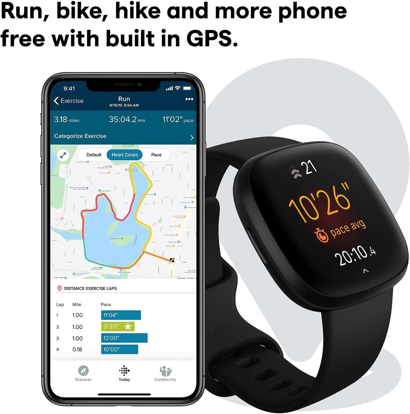 Fitbit Fitbit Versa 3, Black (Renewed)