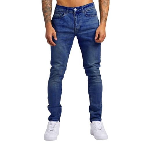Men's Regular Fit Denim Pants Relaxed Fit Straight Leg Jeans Super Comfy Outdoor Pants with Button and Zipper