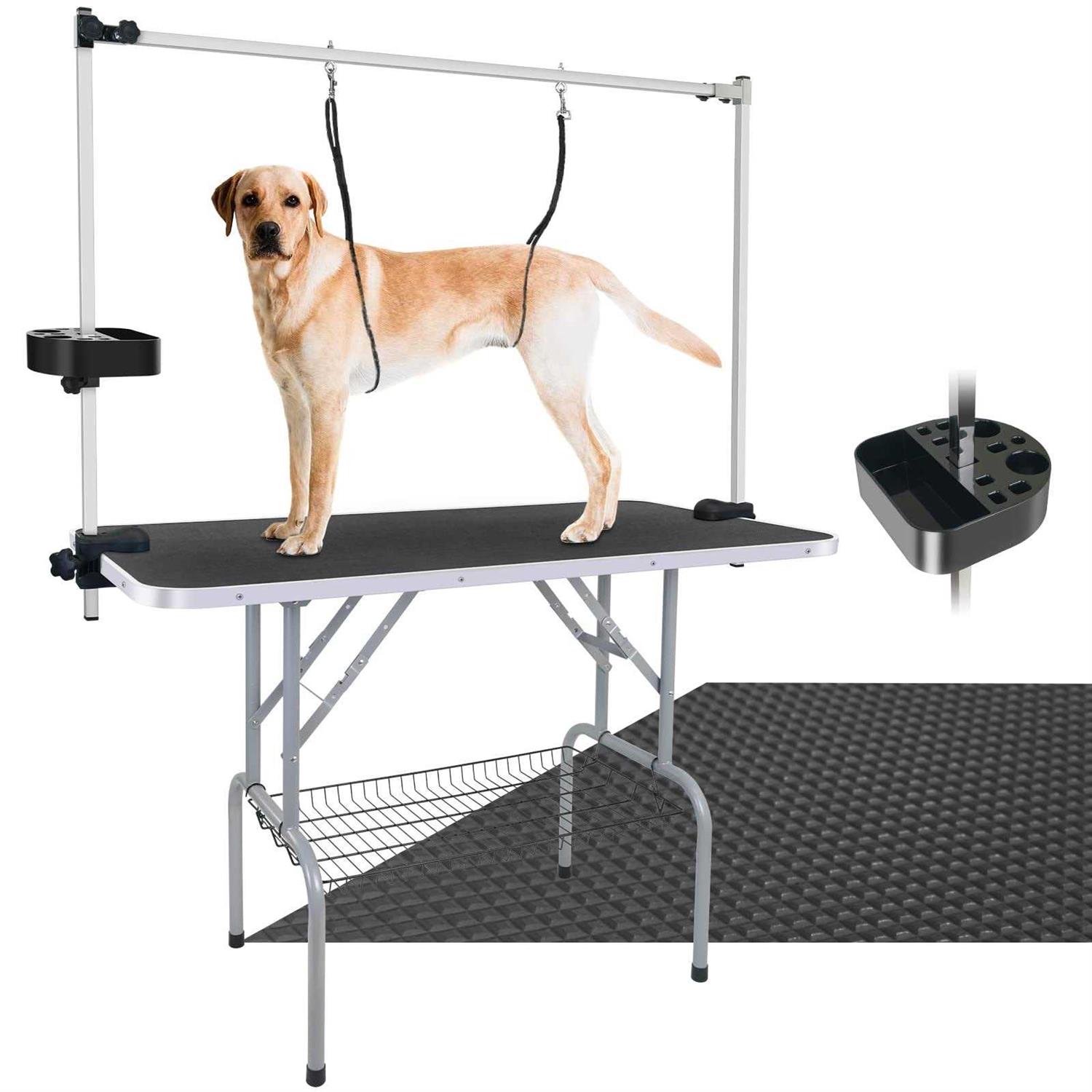 LEIBOU 45'' Professional Foldable Heavy Duty Dog Pet Grooming Table with Tool Holder H-Shape Arm & Noose & Mesh Tray - Pet Supplies online store