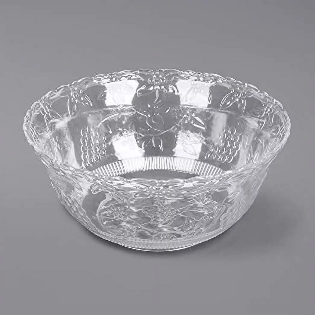 Punch Bowl with Ladle - 2 Gallon Large Clear Plastic Punch Bowl with Ladle - Embroidered Design 8 Quart Serving Bowl with 5 OZ Plastic Serving Ladle