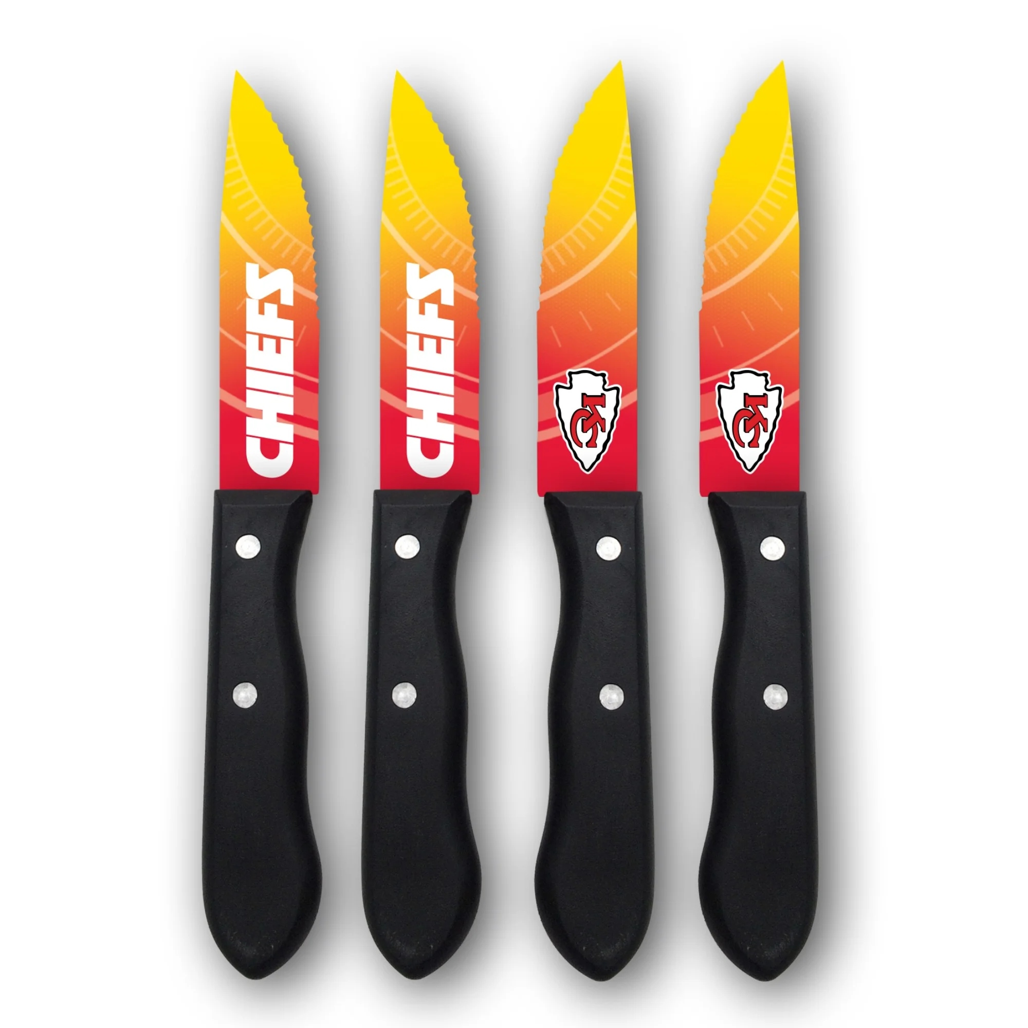 The Sports Vault - NFL 4-Piece Stainless Steak Knife Set, Kansas City Chiefs