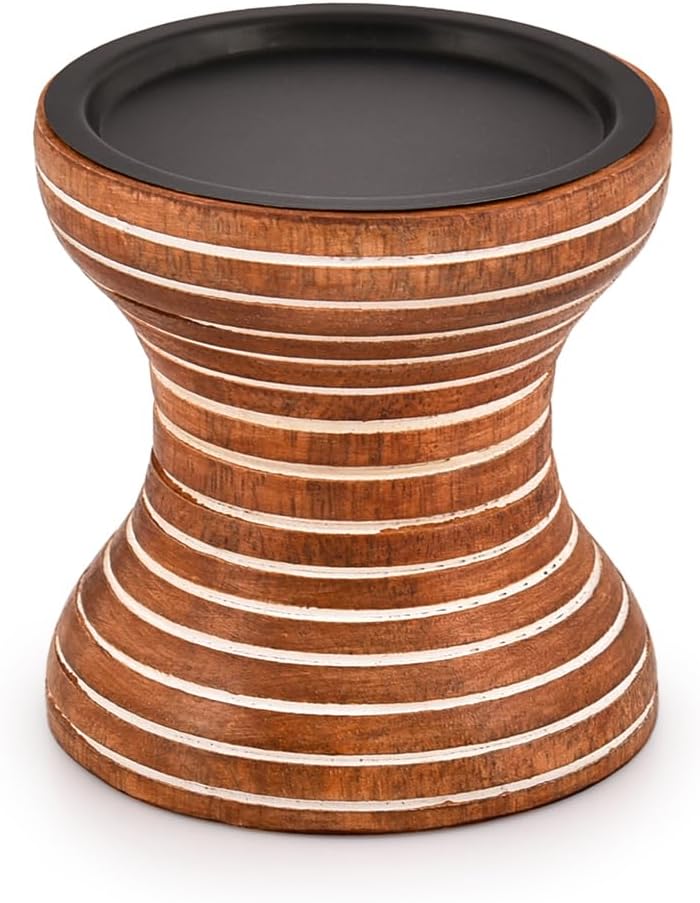Candlestick Holders Mango Wood Farmhouse Rustic Wood Candle Holder for Dining Table Centerpiece, Coffee Table, Mantel, Or Any Table Top, Small (4