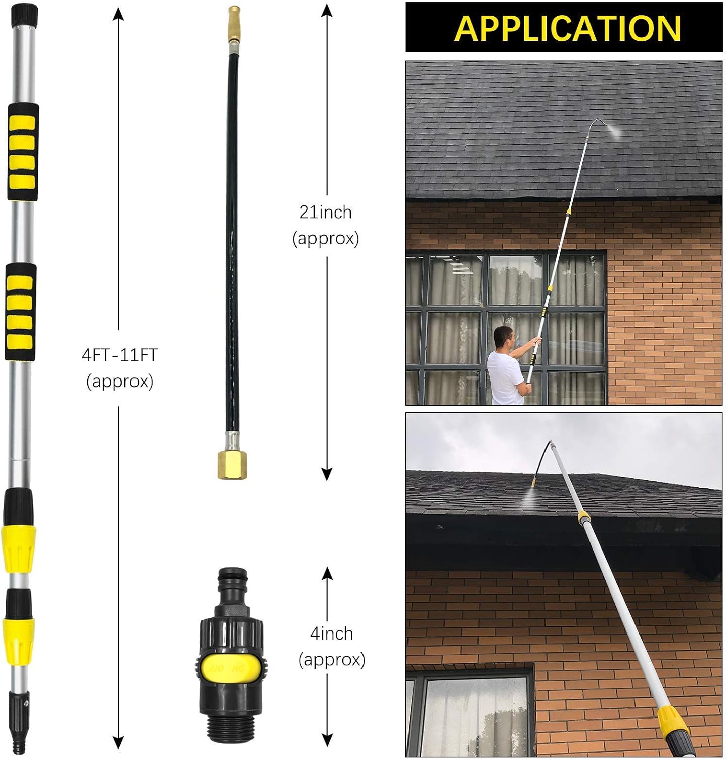 Buyplus 12FT Telescoping Gutter Cleaning Tools - Gutter Cleaners from The Ground, Extendable Gutter Cleaning Wand for Garden Hose Attachment, High Reach Gutter Cleaning Kit Pack of 2