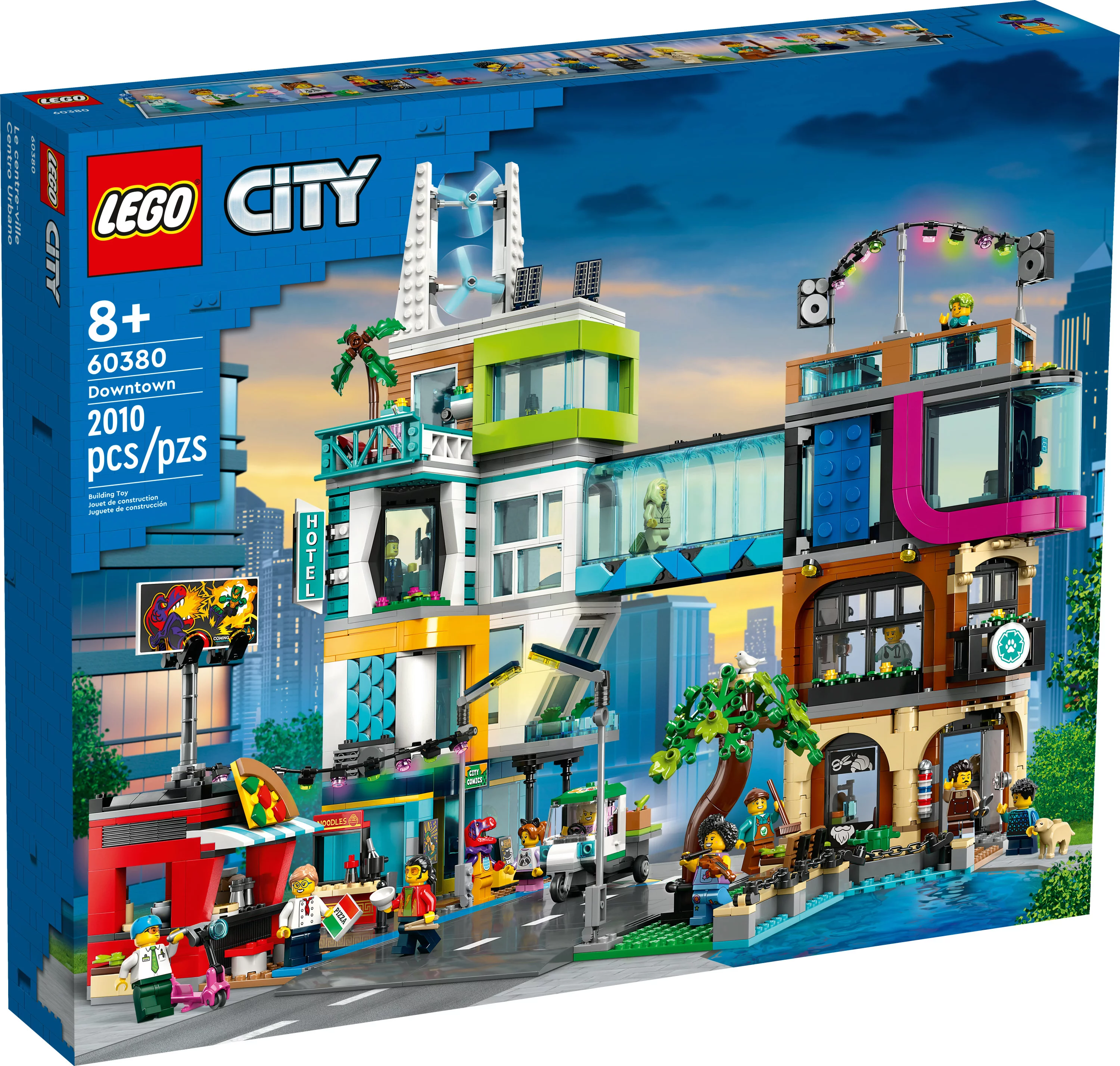 LEGO City Downtown 60380 Building Toy Set, Multi-Feature Playset with Connecting Room Modules, Includes 14 Inspiring Minifigure Characters and a Dog Figure for Imaginative Play, Gift for Kids Ages 8+