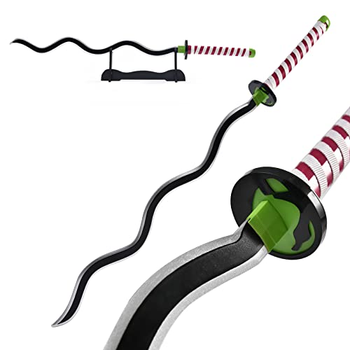 Demon Slayer Sword 41inch,with Display Stand and Belt, Rengoku Sword/Tanjiro Sword/Zenitsu Sword/Anime Original Texture,for Demon Slayer Cosplay and Collection,Various Styles Available