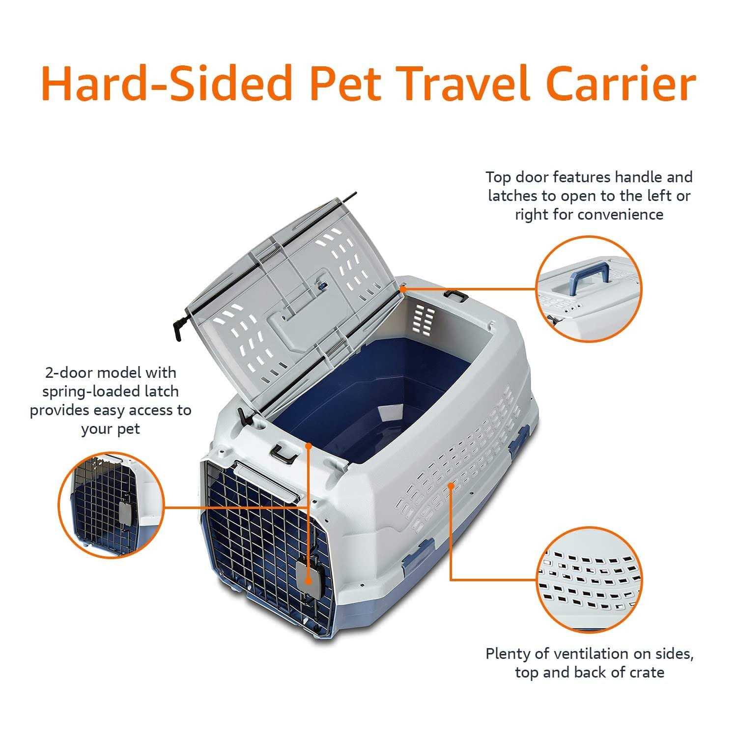Amazon Basics Basics Two-Door Top-Load Hard-Sided Pet Travel Carrier - Pet Supplies online store