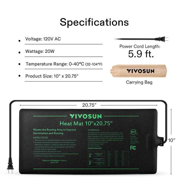 VIVOSUN 20.75 Seedling Heat Mat and Digital Thermostat Combo Set - Pet Supplies online store