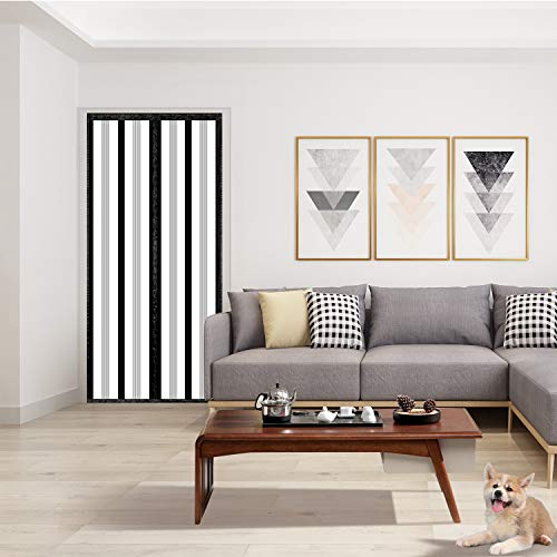 Insulated Door Curtain, Magnetic Thermal Door Cover Screen Door Self-Closing Privacy Magnetic Screen Door Hands Free for Patio, Kitchen, Bedroom, Air Conditioner Room, Fits Doors up to 36