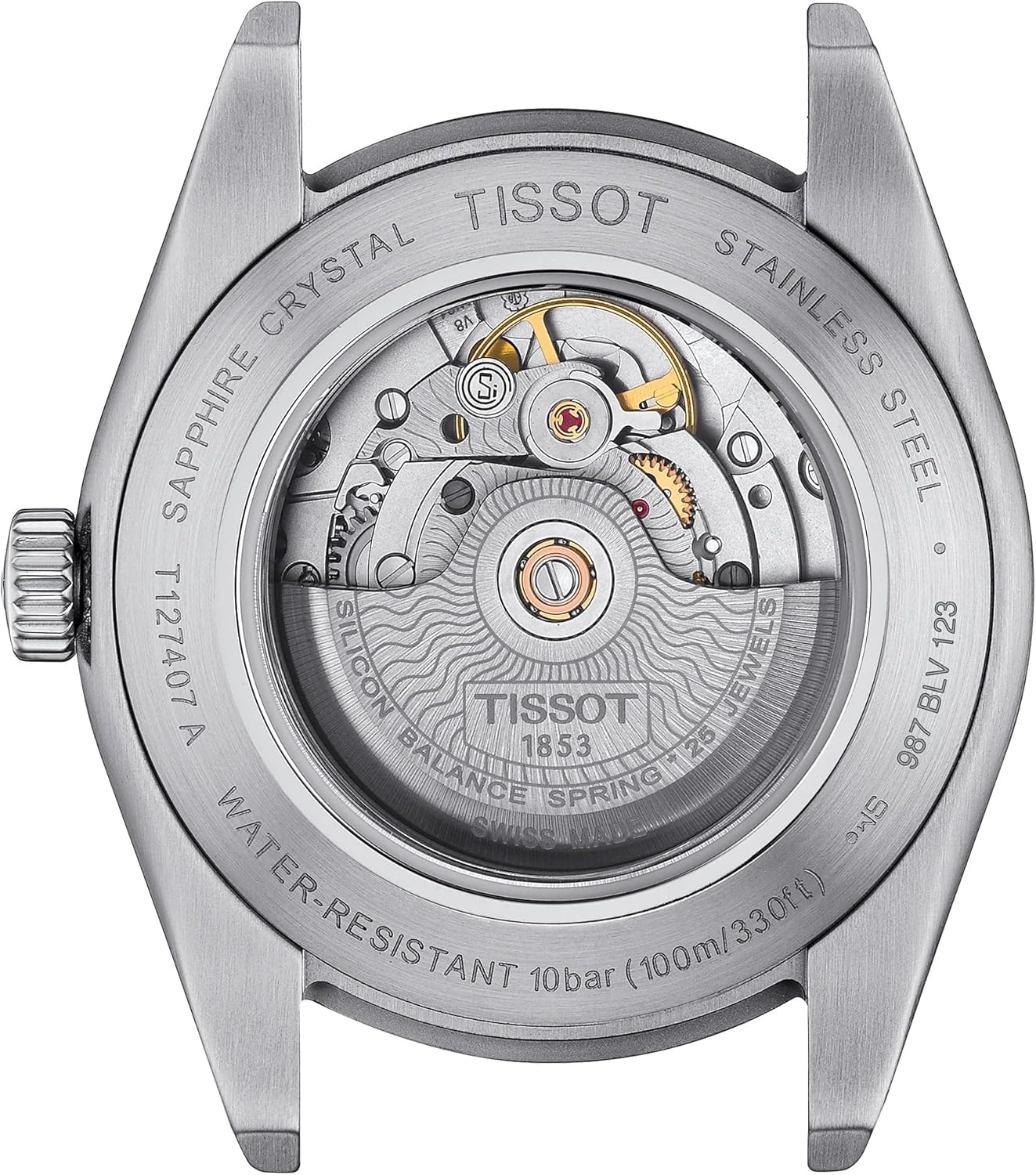 Tissot mens Gentleman Stainless Steel Dress Watch Grey T1274071105100