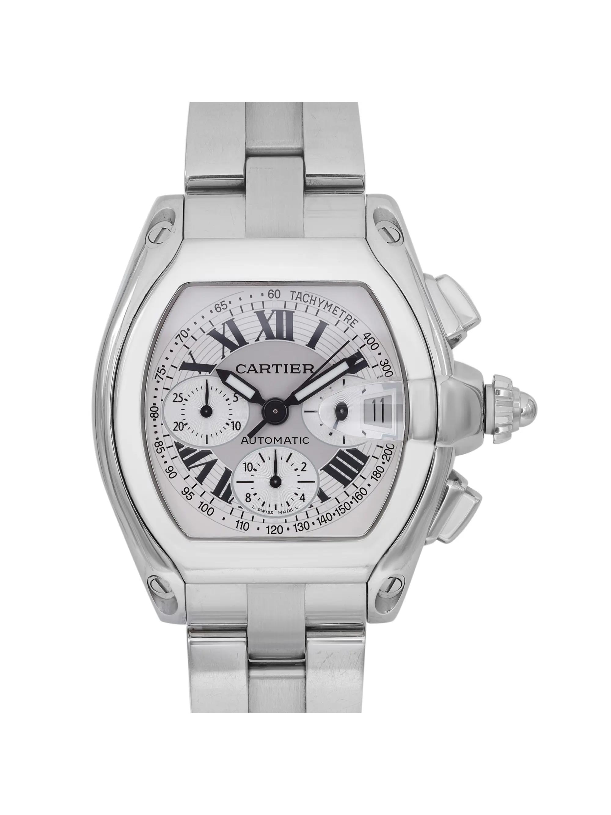 Cartier Roadster XL Steel Silver Dial Automatic Men Watch W62019X6