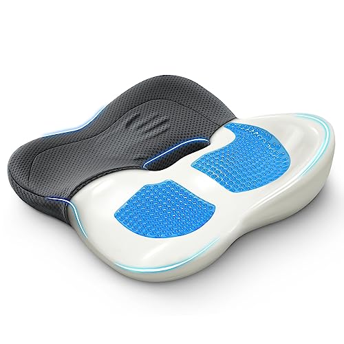 Gel Seat Cushion, Cooling seat Cushion Thick Big Breathable Honeycomb Design Absorbs Pressure Points Seat Cushion with Non-Slip Cover Gel Cushion for Office Chair Home Car seat Cushion for Wheelchair