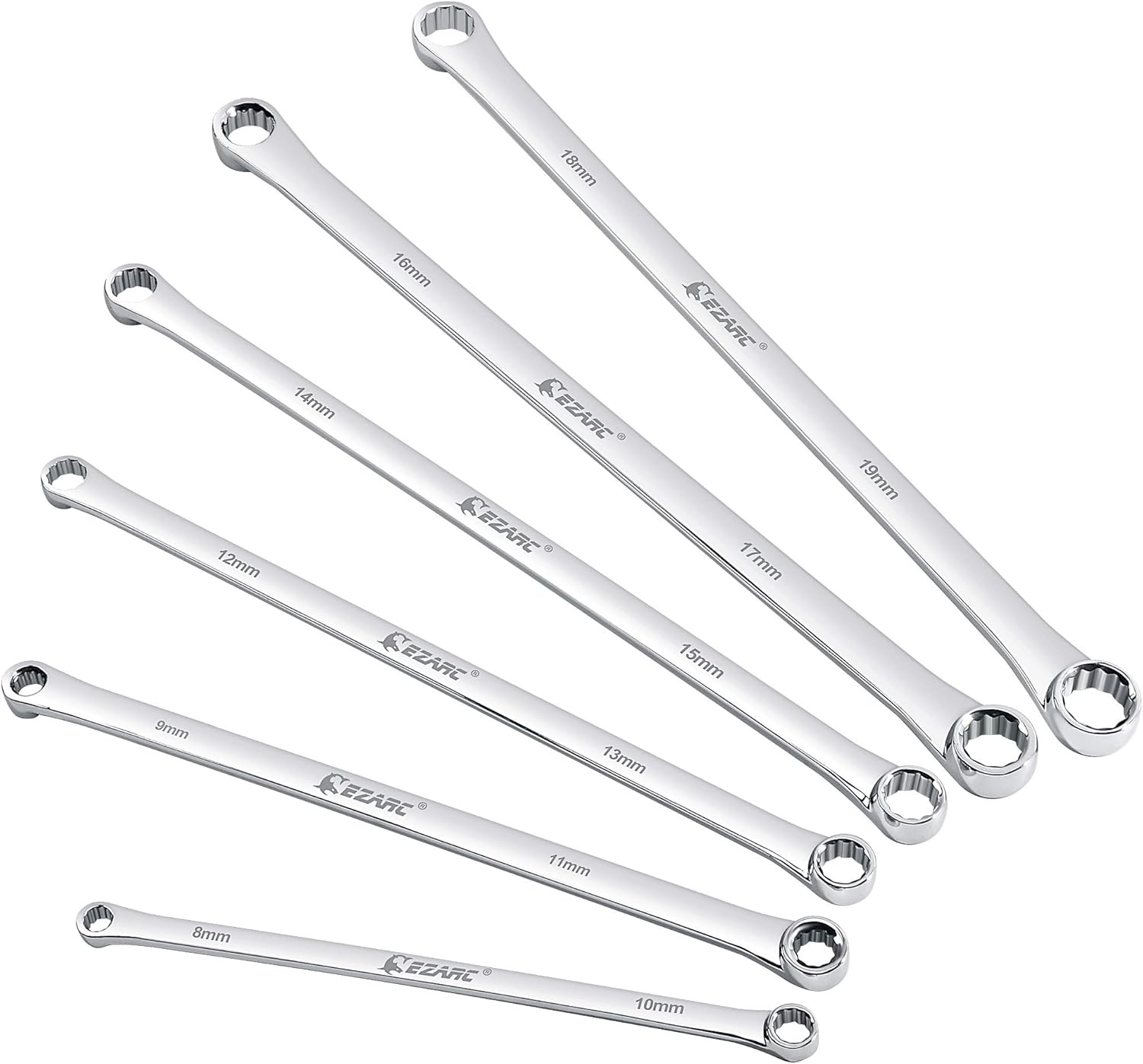 Extra Long Box End Wrench Set, Metric Combination Durable Aviation Spanner 6PCS CRV 8mm - 19mm Pack of 2