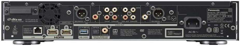 Panasonic DP-UB9000 4K Ultra HD Blu-Ray Player UHD Multi Region Blu-ray DVD, Region Free Player 110 Volts Bundle with Dynastar HDMI Cable (Renewed)