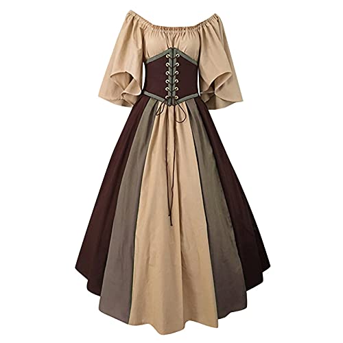 Women Renaissance Costume Medieval Dress Fashion Breathable Corset Dress Vintage Half sleeve Party Fairy Dresses