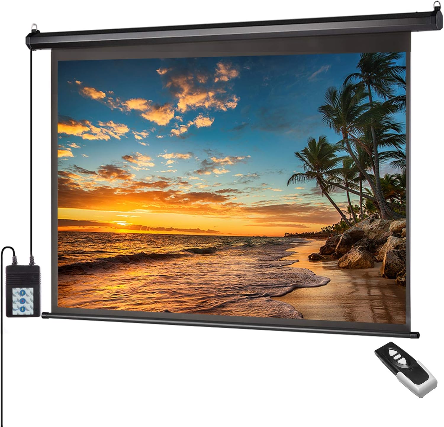 Auto Motorized Projector Screen 100 inch 16:9 HD Diagonal with Remote Control, Wall/Ceiling Mounted Electric Movie Screen Wrinkle-Free, Great for Home Office Theater TV Usage