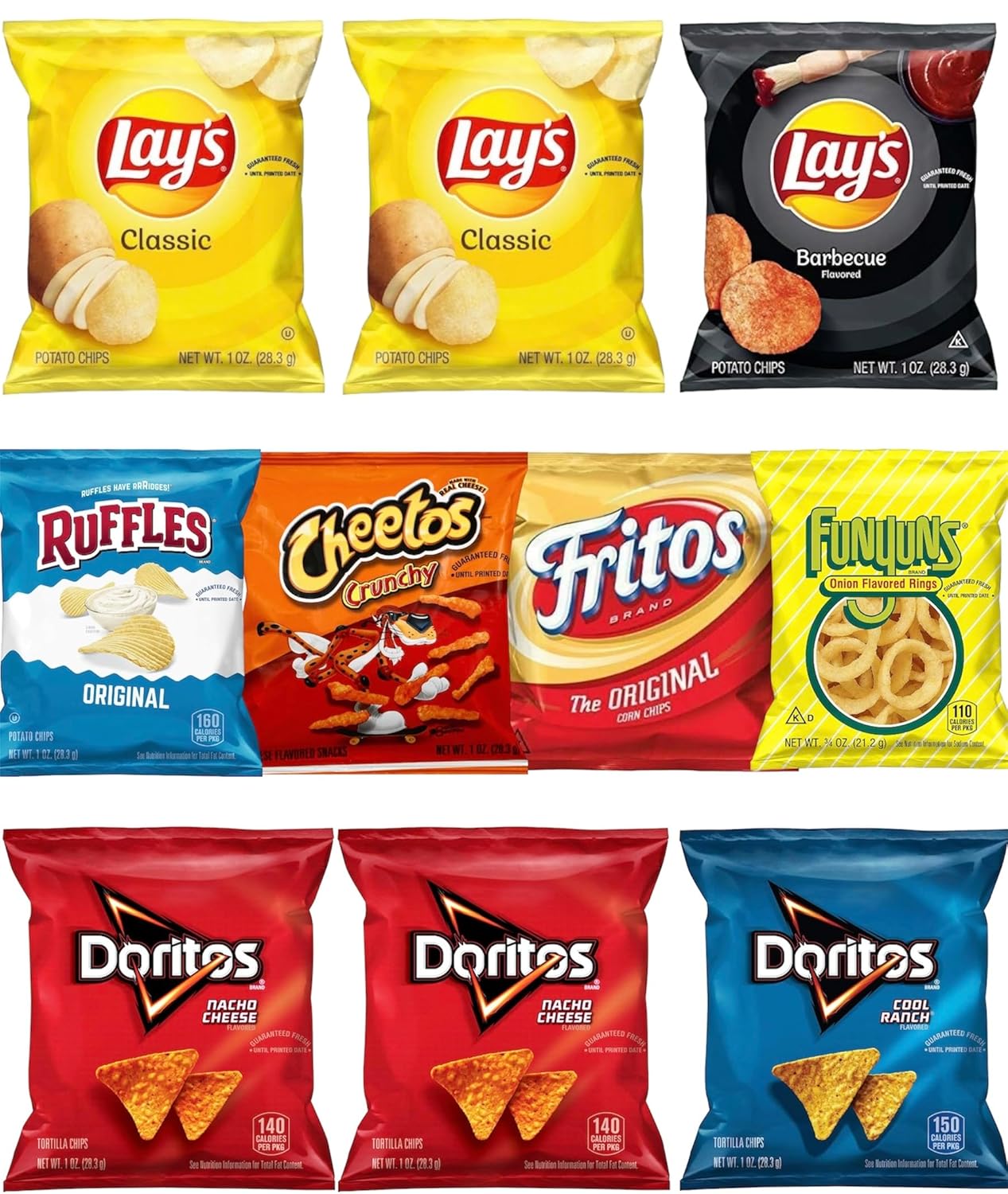 Frito-Lay Party Mix Variety Pack - Lay's, Ruffles, Cheetos, Doritos, Fritos, and Funyuns Snack Box, 10 Count