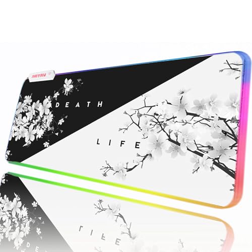 JMIYAV Gaming Mouse Pad RGB Mousepad Black Non-Slip Rubber Base Extra Large Cool XL XXL Computer Desk Pad Gaming Accessories LED Light Up Extended Big Mouse Pad for Gamer (31.5x12In)