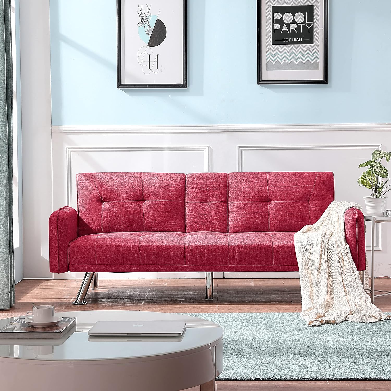 Simple and Fashionable Design Sofa Bed, red Suitable for Living Room and Bedroom