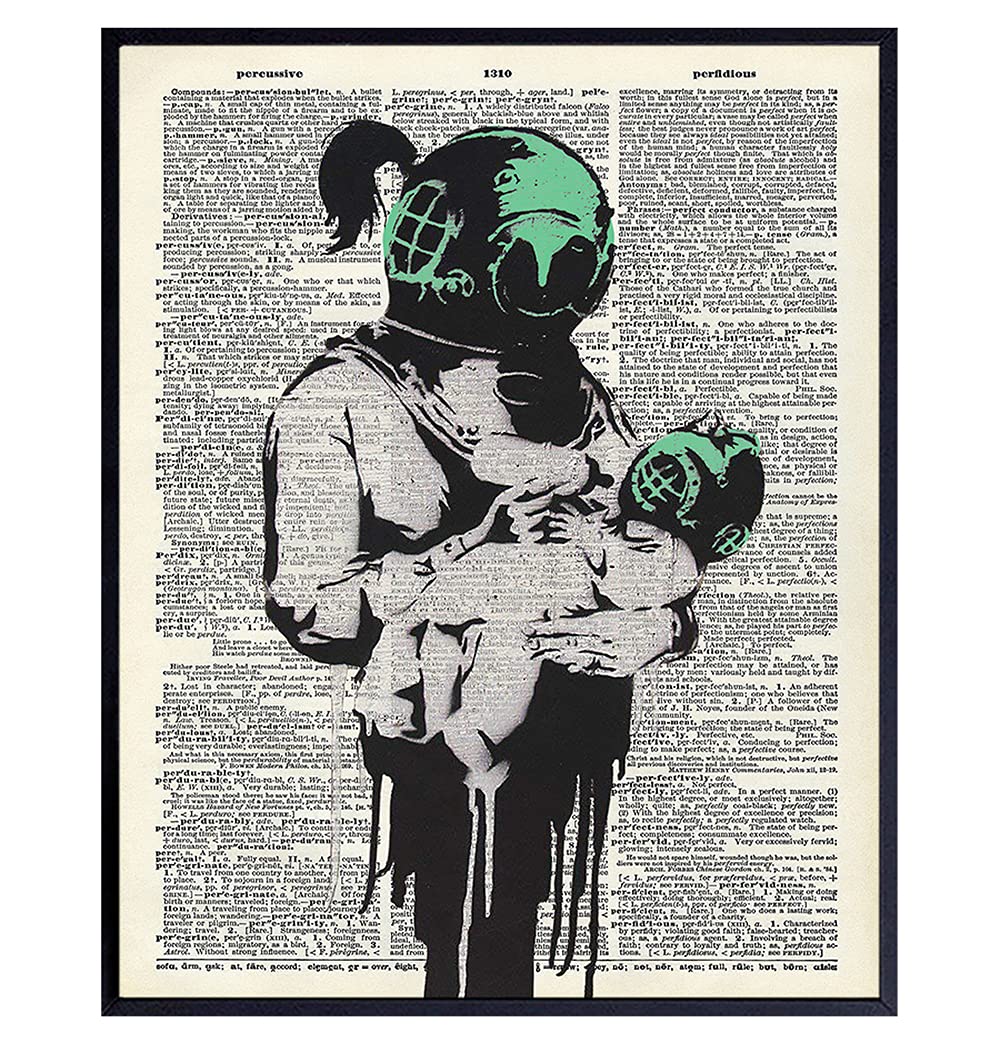 Banksy Wall Art & Decor - Banksy Poster 8x10 - Banksy Art - Graffiti Wall Decor - Street Art - Hip Cool Urban Wall Art - Unique Dictionary Art for Home, Apartment, Living Room, Bedroom, Nursery