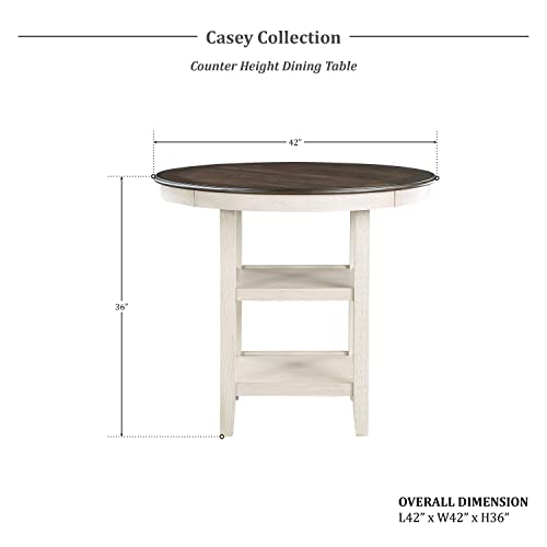Lexicon Casey Counter Height Round Dining Table, Brown/Antique White