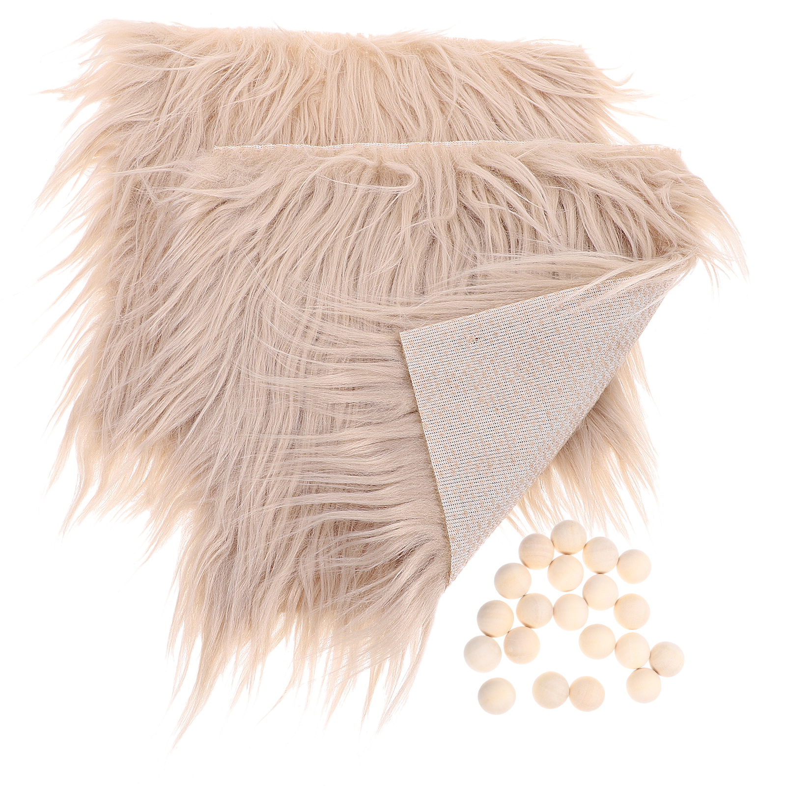 1 Set  Craft Supply Decoration Gnome Doll DIY Making Supplies Including Square Faux Fur Fabric Wooden Balls