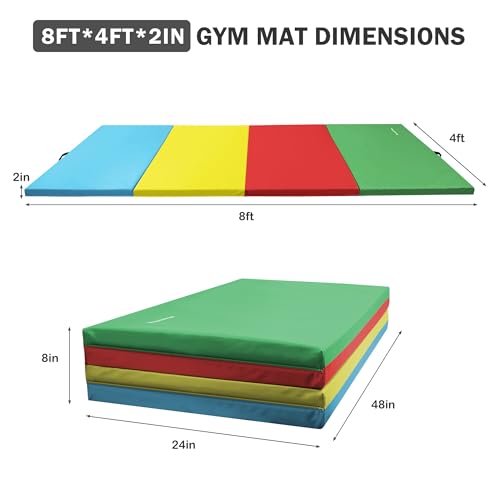 Folding Exercise Gymnastics Mat, 4'x8'x2