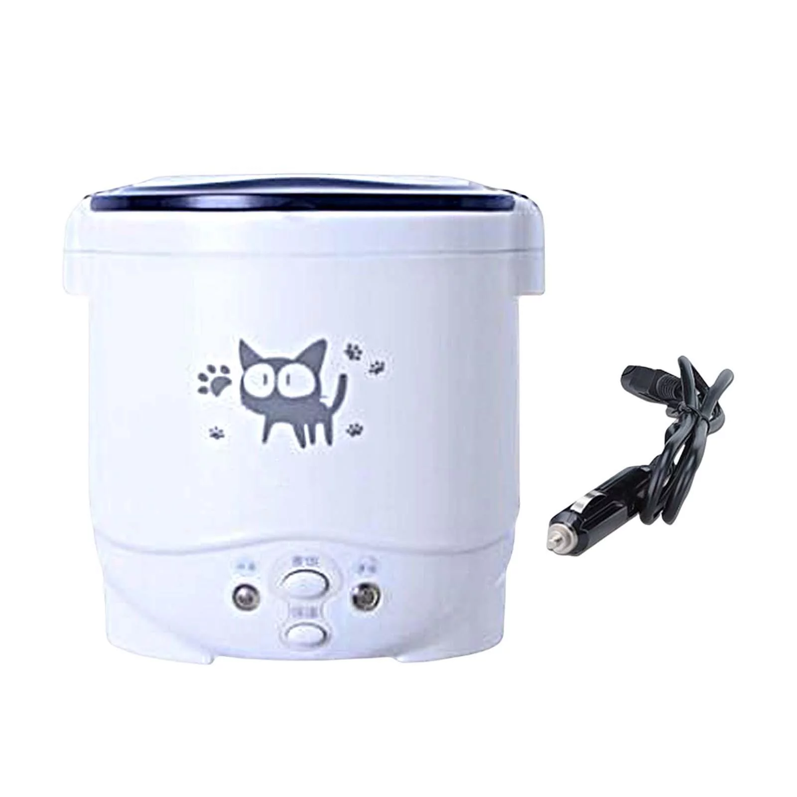 Small 1L Electric Rice Cooker Multipurpose Food Container Heating Lunch Box Cooking Machine Soup Pot Portable for Travel Camping RV Car 12V